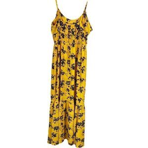 Michael Kors Ruffled Yellow Floral Maxi Dress